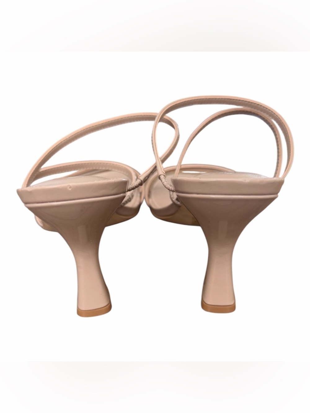 Calvin Klein Patent Strappy Heeled Sandals in Nude Beige - Picture 5 of 7